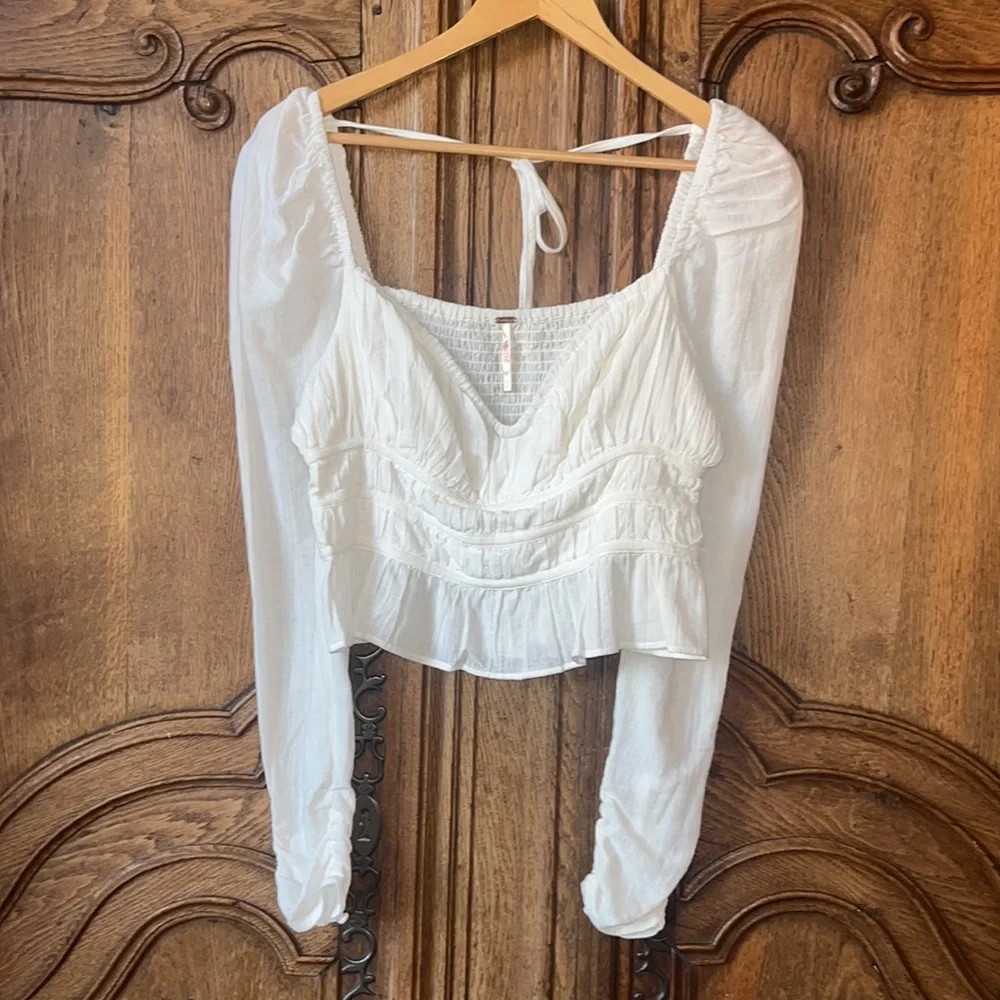 NEW Free People Chloe Smocked Cotton Top